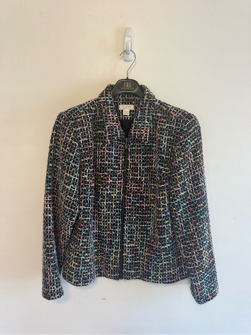 Christopher & Banks Women's XL Multicolor Tweed Zip Jacket, Lined